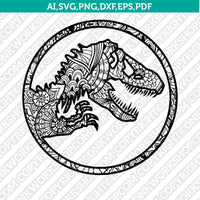 Jurassic Park Dinosaurs Mandala Zentangle SVG Laser Laser Cut File CNC Plasma Silhouette Cameo Cricut Dfx