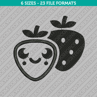 Kawaii Fruit Strawberry Embroidery Design - 6 Sizes - INSTANT DOWNLOAD 