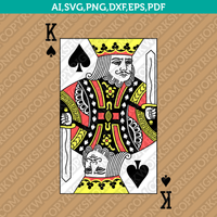 King of Spades Playing Cards SVG Vector Silhouette Cameo Cricut Cut File Dxf Eps Clipart Png
