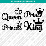 King Queen Prince Princess SVG Vector Silhouette Cameo Cricut Cut File  Dxf Eps Clipart Png