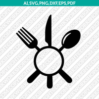 Kitchen Tools Utensils Monogram Frame SVG Vector Silhouette Cameo Cricut Cut File Clipart Png Dxf Eps