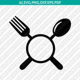 Kitchen Utensils Monogram Frame Spoon Fork Knife SVG Cut File Cricut Vector Sticker Decal Silhouette Cameo Dxf PNG Eps