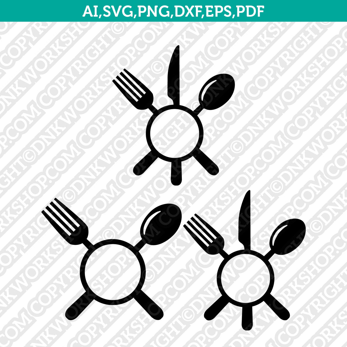 Kitchen Utensils Monogram Spoon Fork Knife SVG Cut File Cricut Vector ...