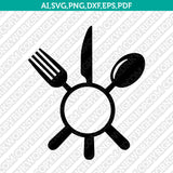 Kitchen Utensils Monogram Frame Spoon Fork Knife SVG Cut File Cricut Vector Sticker Decal Silhouette Cameo Dxf PNG Eps