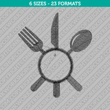 Kitchen Utensils Spoon Fork Knife Monogram Frame Embroidery Design