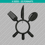 Kitchen Utensils Spoon Fork Knife Monogram Frame Embroidery Design