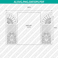 Lace Gate Fold Wedding Invitation Template Quinceanera Christening SVG Laser Cut File Vector Cricut Silhouette Cameo Clipart Png Dxf Eps