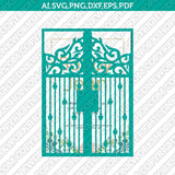 Gate Fold Wedding Invitation Template SVG Laser Cut File Vector Cricut Silhouette Cameo Clipart Png Dxf Eps
