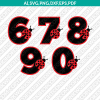 Ladybug Numbers SVG Cut File Cricut Vector Sticker Decal Silhouette Cameo Dxf PNG Eps