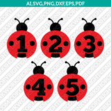 Ladybug Numbers SVG Vector Silhouette Cameo Cricut Cut File Clipart Png Dxf Eps