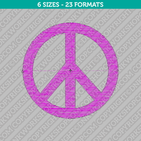 Cute Peace Sign Embroidery Design - 6 Sizes