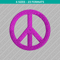 Cute Peace Sign Embroidery Design - 6 Sizes