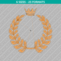 Laurel Wreath with Crown Embroidery Design 