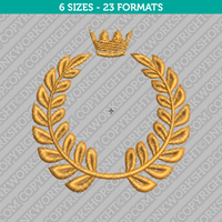 Laurel Wreath with Crown Embroidery Design 