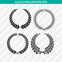 Laurel Wreath Round Circle Monogram Frame¬ SVG Vector Silhouette Cameo Cricut Cut File Clipart Png Dxf Eps