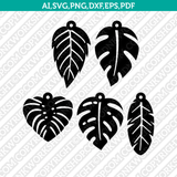 Leaf Leaves Earring Template¬ SVG Vector Silhouette Cameo Cricut Laser Cut File Clipart Png Dxf Eps