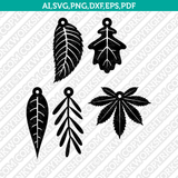 Leaf Leaves Earring Template¬ SVG Vector Silhouette Cameo Cricut Laser Cut File Clipart Png Dxf Eps