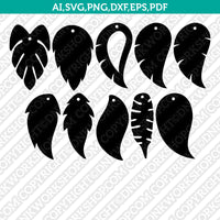 Leaf-Leaves-Earring-Template-Teardrop-Pendant-SVG-Silhouette-Cameo-Cricut-Laser-Cut-File-Png-Eps-Dxf