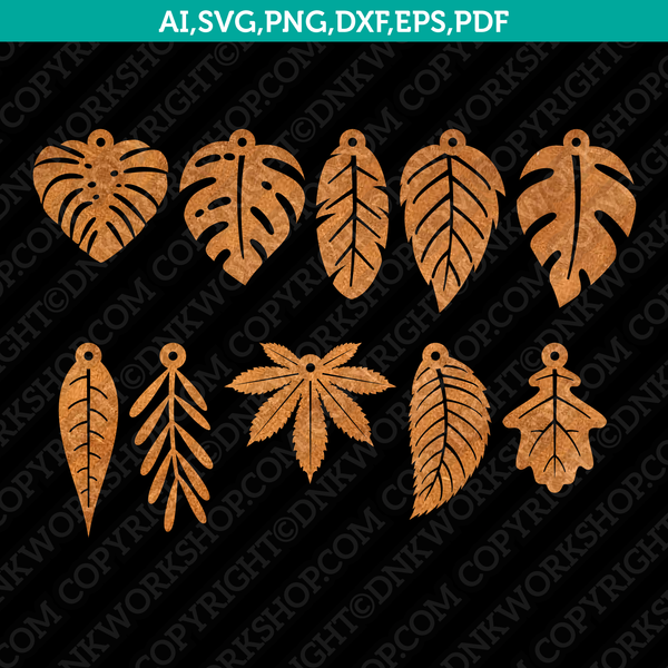 Download Stacked Autumn Leaf Earring Svg Designs For Your Craft Projects |  leafsvg.com