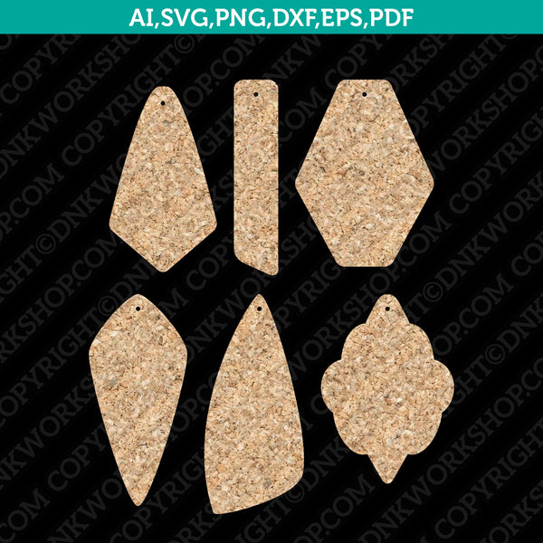 Leather Cork Boho Wedge Acetate Geometric Earring Template SVG Silhouette Cameo Vector Cricut Laser Cut File Png Eps Dxf