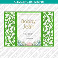 Leaves Leaf Floral Flower Gate Fold Wedding Invitation Template Quinceanera Christening  SVG Vector Silhouette Cameo Cricut Laser Cut File Clipart Png Dxf Eps