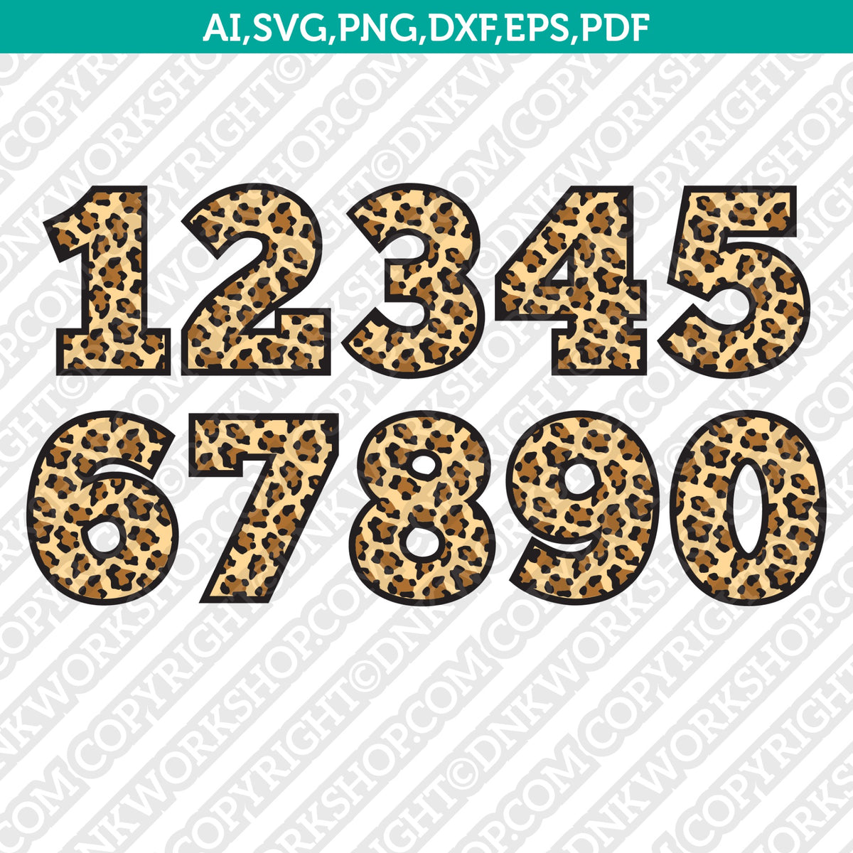 Leopard Numbers SVG Cut File Cricut Vector Sticker Decal Dxf PNG Eps ...