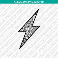 Lightning Bolt Zentangle SVG Vector Silhouette Cameo Cricut Cut File Clipart Eps Png Dxf