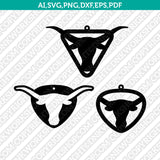 Longhorn Texas Earring Template SVG Laser Cut File Cricut Vector Silhouette Cameo Dxf PNG Eps
