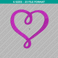 Loopy Love Heart Valentine Embroidery Design - 6 Sizes - INSTANT DOWNLOAD 