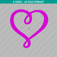 Loopy Love Heart Valentine Embroidery Design - 6 Sizes - INSTANT DOWNLOAD 