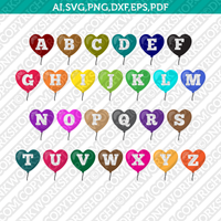 Love Balloons Letter Font Alphabet SVG Cricut Cut File Clipart Png Eps Dxf Vector