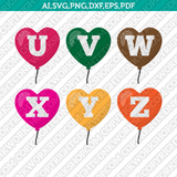 Love Balloons Letter Font Alphabet SVG Cricut Cut File Clipart Png Eps Dxf Vector