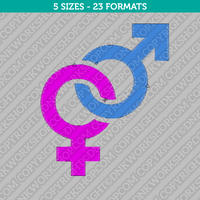 Male Female Gender Sex Symbol Embroidery Design - 5 Sizes - INSTANT DOWNLOAD 