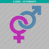 Male Female Gender Sex Symbol Embroidery Design - 5 Sizes - INSTANT DOWNLOAD 