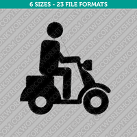 Man with Vespa Scooter Embroidery Design - 6 Sizes - INSTANT DOWNLOAD 