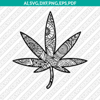 Marijuana Cannabis Leaf Mandala Zentangle SVG Cricut Cut File Clipart Png Eps Dxf Vector