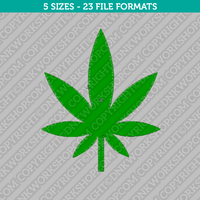 Marijuana Cannabis Leaf Embroidery Design - 5 Sizes - INSTANT DOWNLOAD 