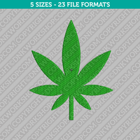 Marijuana Cannabis Leaf Embroidery Design - 5 Sizes - INSTANT DOWNLOAD 