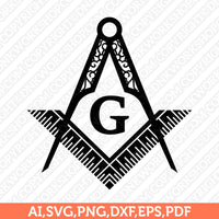 4 Styles Masonic Freemason Freemasonry Masonry Masons SVG Silhouette Cameo Cricut Cutting File Clipart Png Dxf Eps