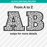 Maze Letters SVG Vector Silhouette Cameo Cricut Cut File Clipart Eps Png Dxf
