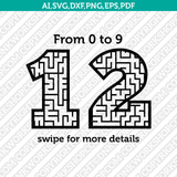 Maze Numbers SVG Vector Silhouette Cameo Cricut Cut File Clipart Eps Png Dxf