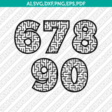 Maze Numbers SVG Vector Silhouette Cameo Cricut Cut File Clipart Eps Png Dxf
