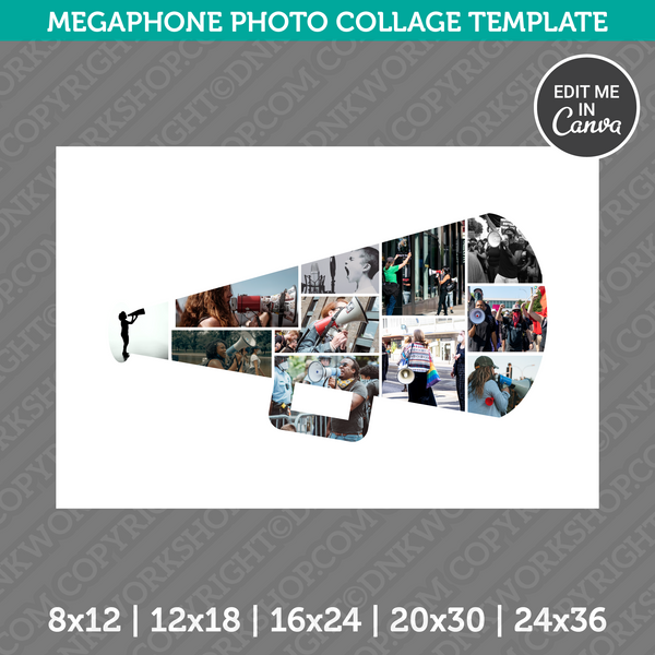 Megaphone Cheerleader Photo Collage Template Canva PDF
