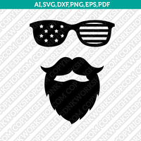 Merica Beard SVG Vector Silhouette Cameo Cricut Cut File Clipart Eps Png Dxf