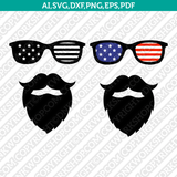 Merica Beard SVG Vector Silhouette Cameo Cricut Cut File Clipart Eps Png Dxf