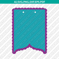 Mermaid Banner Template Scallop Bunting Pennant Printable Layered Shadow Layer Svg Silhouette Cameo Vector Cricut Cut File Clipart Png Eps Dxf