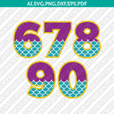 Mermaid Numbers SVG Cut File Cricut Vector Sticker Decal Silhouette Cameo Dxf PNG Eps