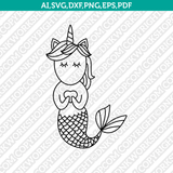 Mermicorn Unicorn Mermaid Mythical SVG Silhouette Cameo Cricut Cutting File Clipart Png Eps Dxf