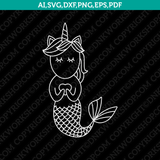 Mermicorn Unicorn Mermaid Mythical SVG Silhouette Cameo Cricut Cutting File Clipart Png Eps Dxf