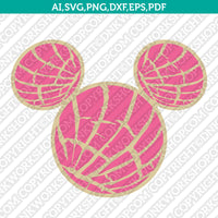 Mexican Concha Mouse Head Mickey Minnie Ears SVG Sticker Decal Silhouette Cameo Cricut Cut File DXF
